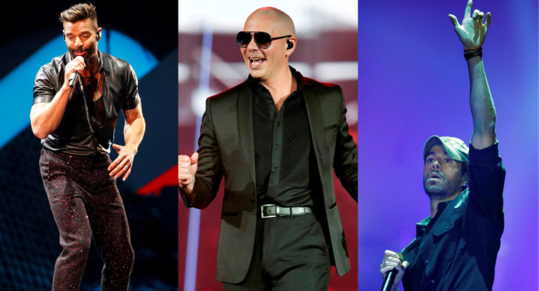Ricky Martin, Pitbull y Enrique Iglesias. Foto: EFE.