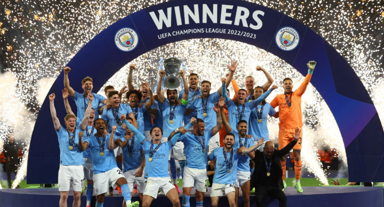 Manchester City campeón de la Champions League 2022-23. Foto: Reuters.