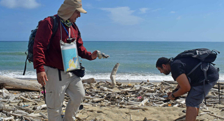 Rocas de plástico formadas por la contaminación alteran las zonas costeras del Caribe. Foto:EFE.