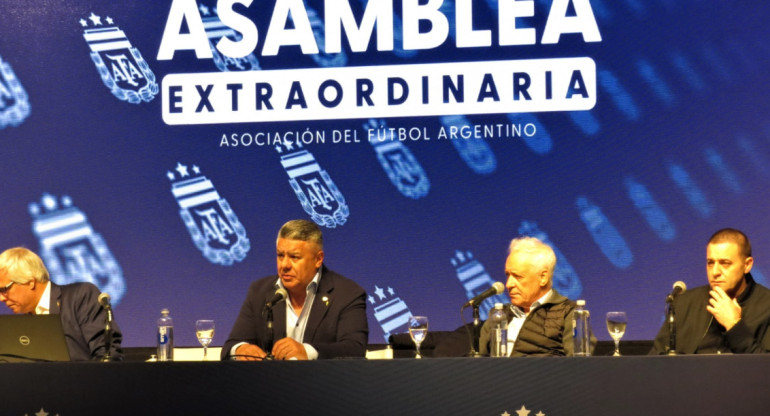 Claudio Tapia y los dirigentes de la AFA. Foto: Twitter @afa
