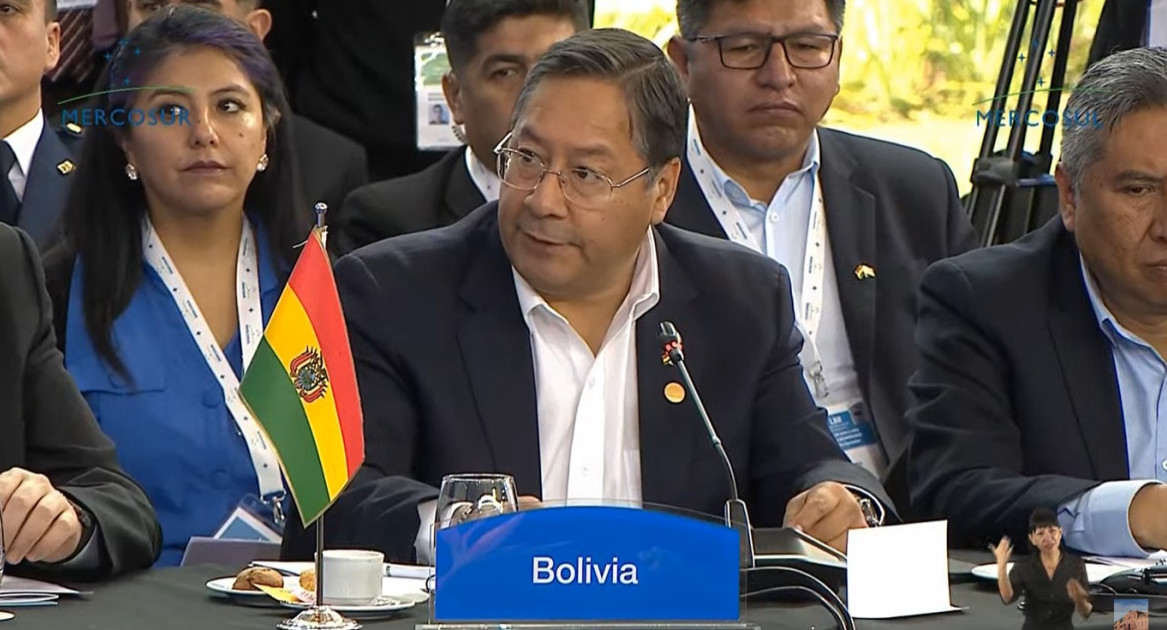Luis Arce en Cumbre del Mercosur en Argentina. Foto: captura de video.