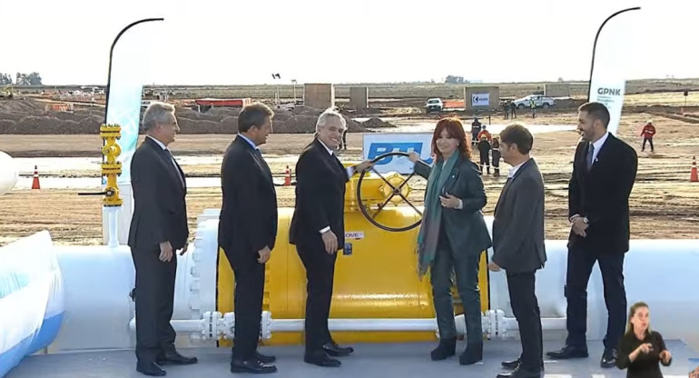 Inauguración del gasoducto Néstor Kirchner. Foto: captura de video.