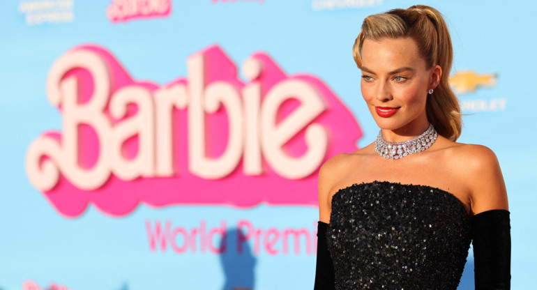 Margot Robbie en el estreno mundial de la película "Barbie" en Los Ángeles. Foto: Reuters.