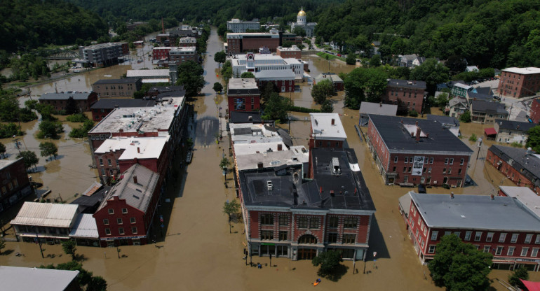 Las lluvias torrenciales provocaron inundaciones en Vermont. Foto: Reuters