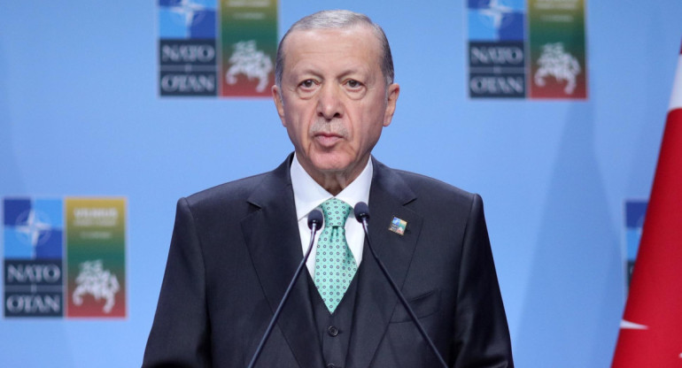 Recep Tayyip Erdogan, presidente de Turquía, en la cumbre de la OTAN. Foto: EFE.