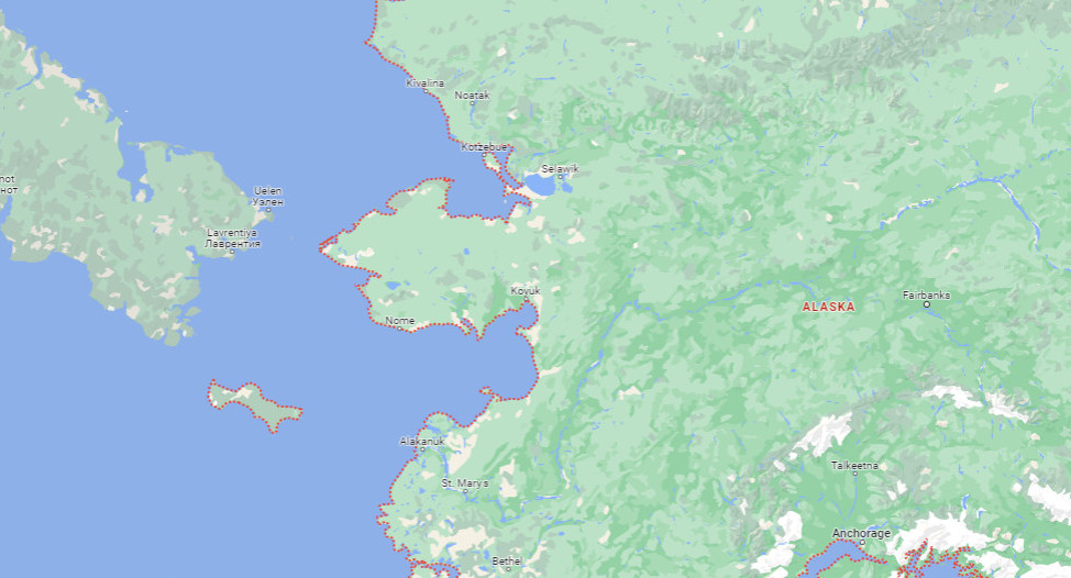 Fuerte terremoto en Alaska, Estados Unidos. Foto: Google Maps.