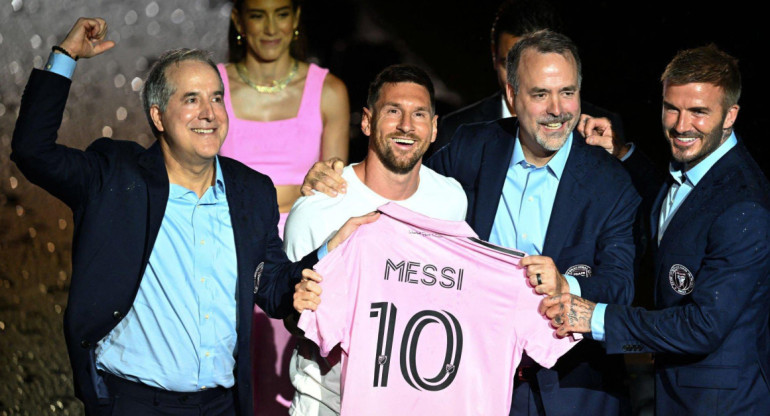 La presentación de Lionel Messi en Inter Miami. Foto: Twitter @LuisOmarTapia.