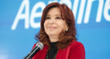 Cristina Kirchner en el acto de Aerolíneas Argentinas.