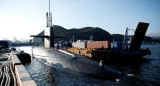 El submarino USS Kentucky que llegó a la Base Naval de Busan, en Corea del Sur. Foto: Reuters