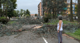 Mujer observa los daños causados ​​por el tornado la zona este de Milán. Foto: EFE.