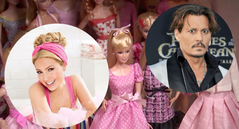 Las colecciones de Barbie de Thalía y Johnny Depp. Foto: Twitter.