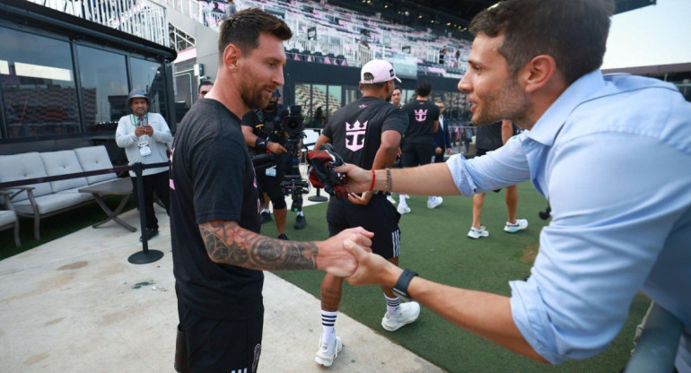 Encuentro de Esteban Edul y Lionel Messi en el Inter Miami. Foto: @EstebanEdul.