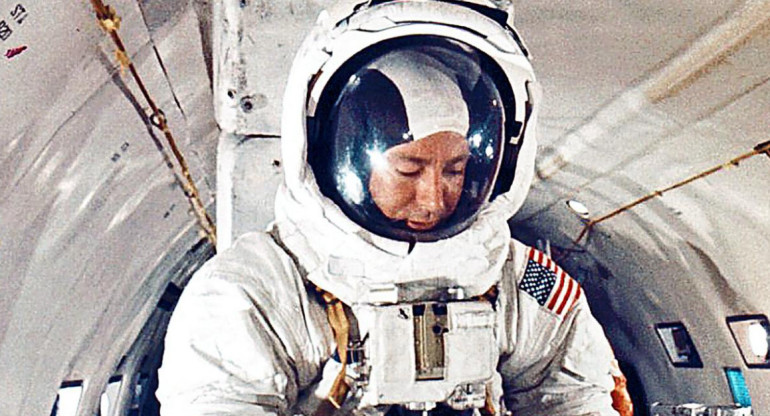 Edgar Mitchell, en la misión Apolo 14. Foto: Twitter @NASA.