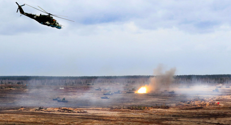 Helicóptero de Bielorrusia. Foto: NA.
