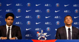 Kylian Mbappé y el presidente del PSG,  Nasser Al-Khelaïfi. Foto: Reuters.