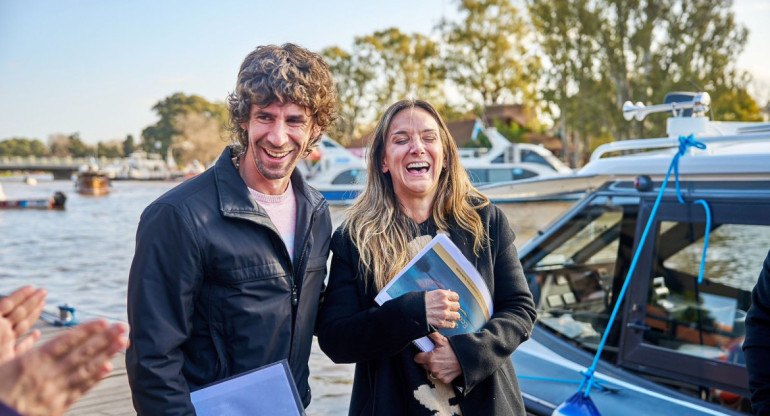 Malena Galmarini y Juan Andreotti en Delta de Tigre. Foto: Prensa.