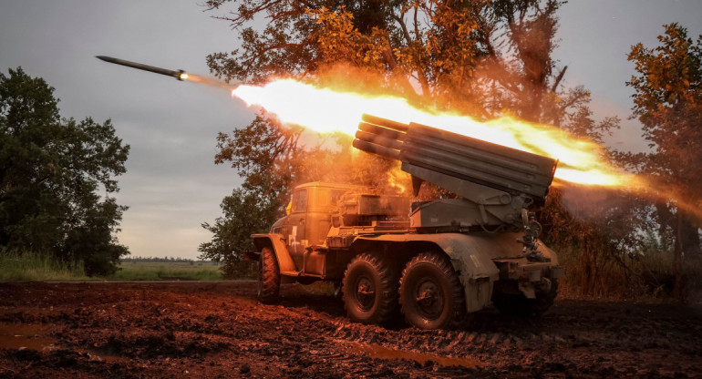 Guerra entre Rusia y Ucrania. Lanzadera de misiles. Foto: NA.