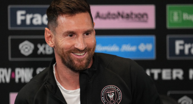 Lionel Messi en conferencia de prensa. Foto: Reuters.