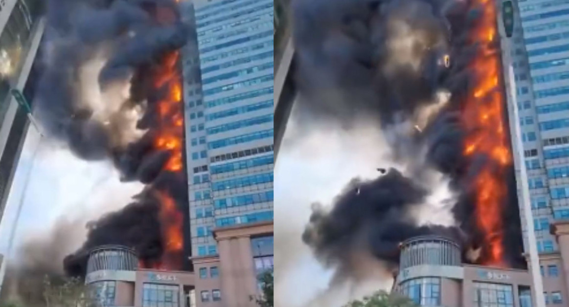 El  fuego arrasa un edificio de más de 20 pisos. Foto: Twitter/@AlertaMundial2