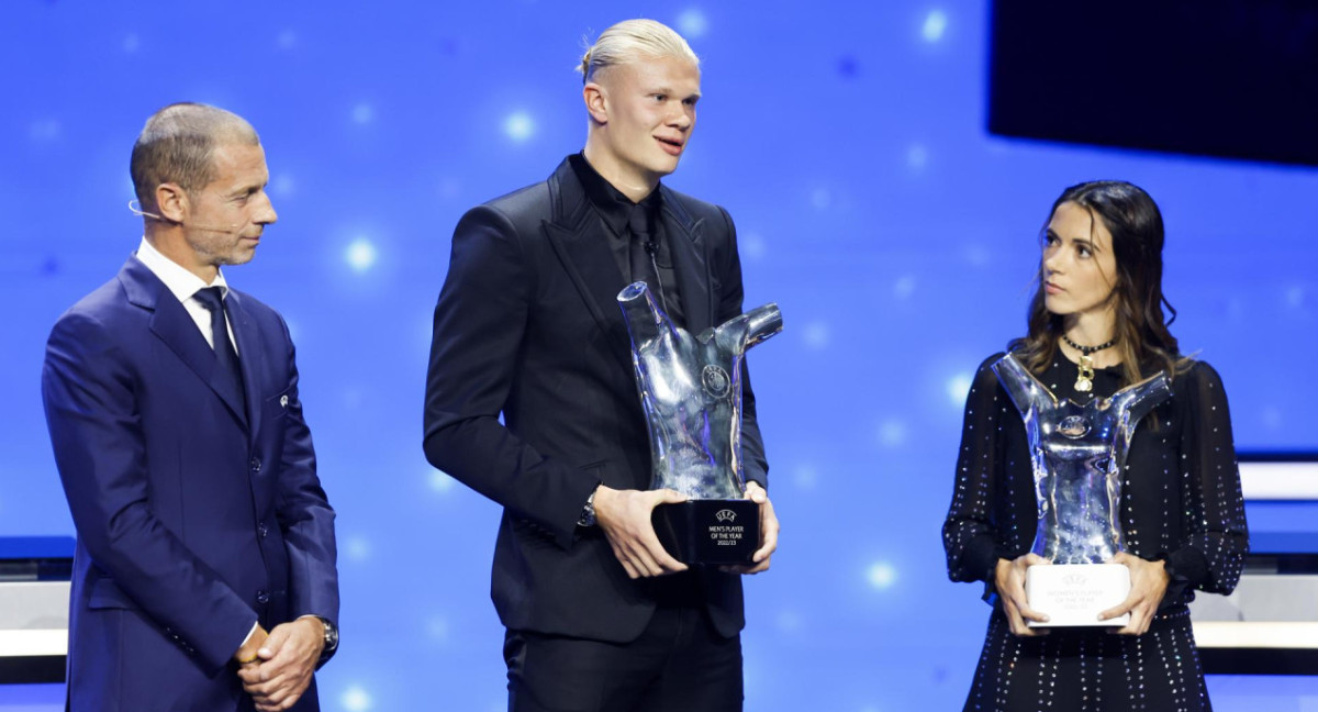 Erling Haaland fue elegido como Mejor Jugador del Año de la UEFA. Foto: EFE.