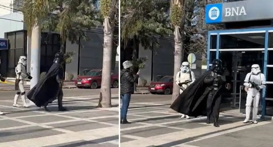 Darth Vader fue al cajero automático en Córdoba.