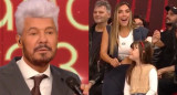 Insólito ida y vuelta entra Marcelo Tinelli y la hija de Floppy Tesouro. Fotos: Captura de video.