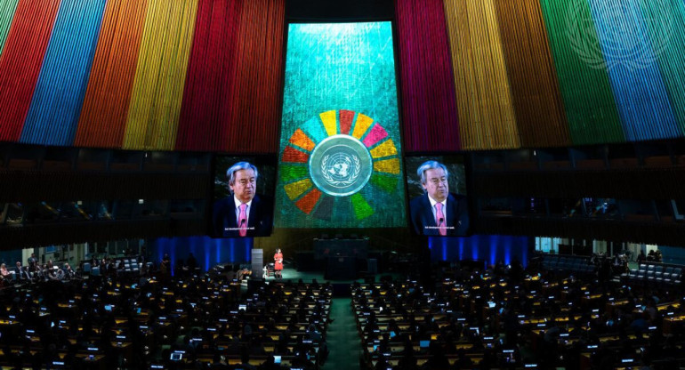 António Guterres en la apertura de la Asamblea General de las Naciones Unidas. Foto: ONU/Cia Pak.