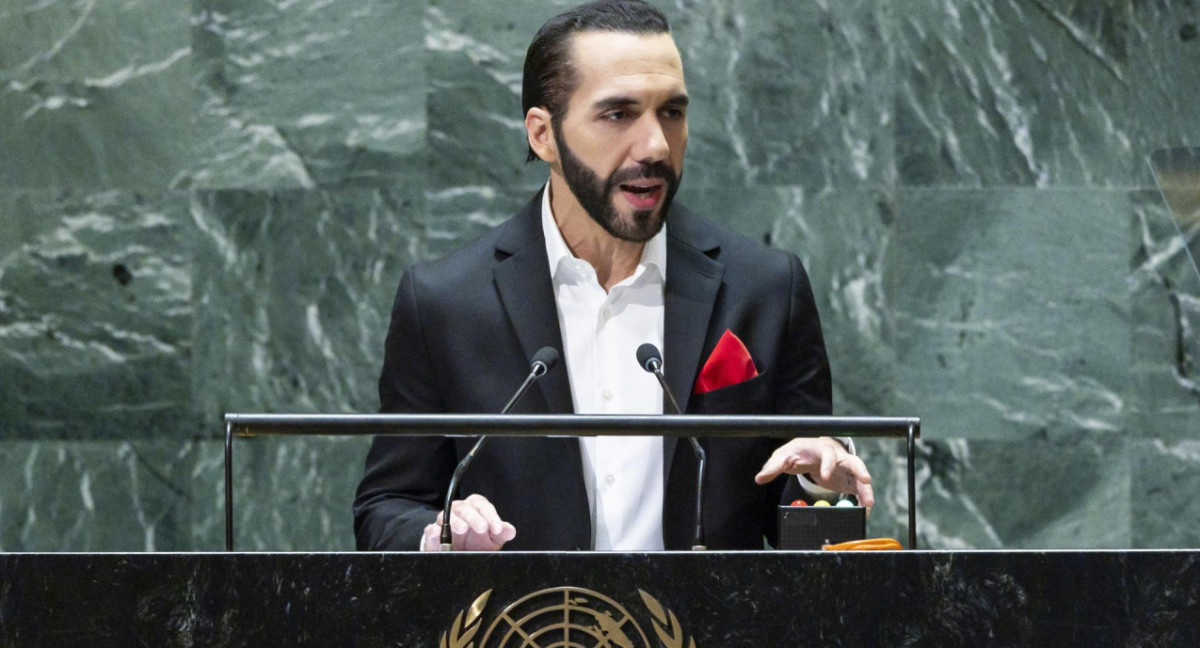 Nayib Bukele en la Asamblea General de la ONU. Foto: EFE.