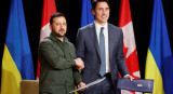 El presidente de Ucrania, Volodimir Zelenski, y el primer ministro de Canadá, Justin Trudeau. Foto: Reuters.