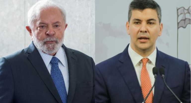 El presidente de Paraguay, Santiago Peña y el presidente de Brasil, Lula da Silva.