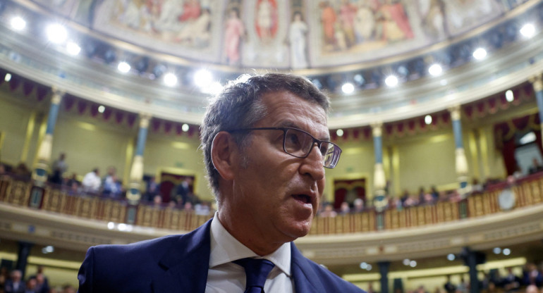 Núñez Feijóo en el parlamento español. Foto: Reuters.