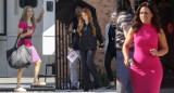 Lindsay Lohan, Amanda Seyfried y Lacey Chabert grabando juntas en Los Ángeles. Fotos: NA.
