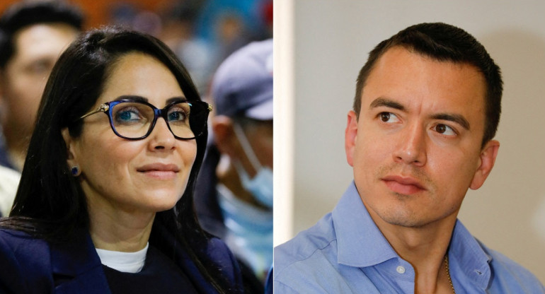 Luisa González y Daniel Noboa; Ecuador. Foto: Reuters.
