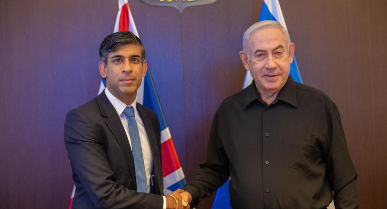 Rishi Sunak y Benjamin Netanyahu. Foto: EFE.