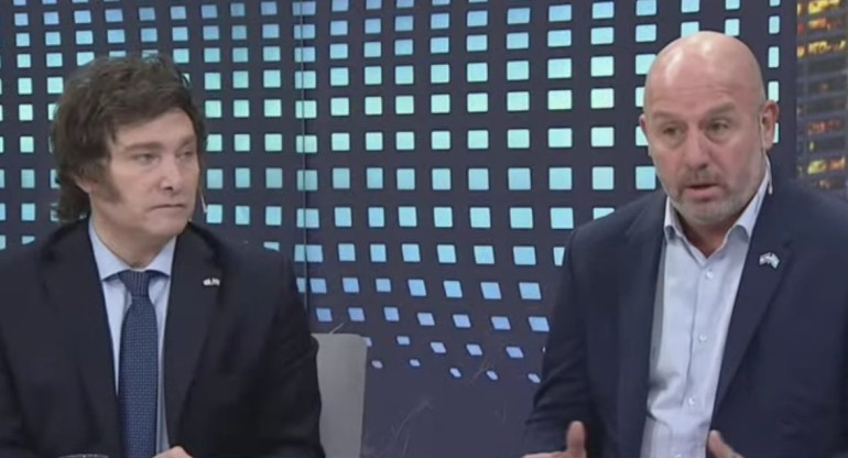 Waldo Wolff junto a Javier Milei en un programa de televisión. Foto: Captura de video.