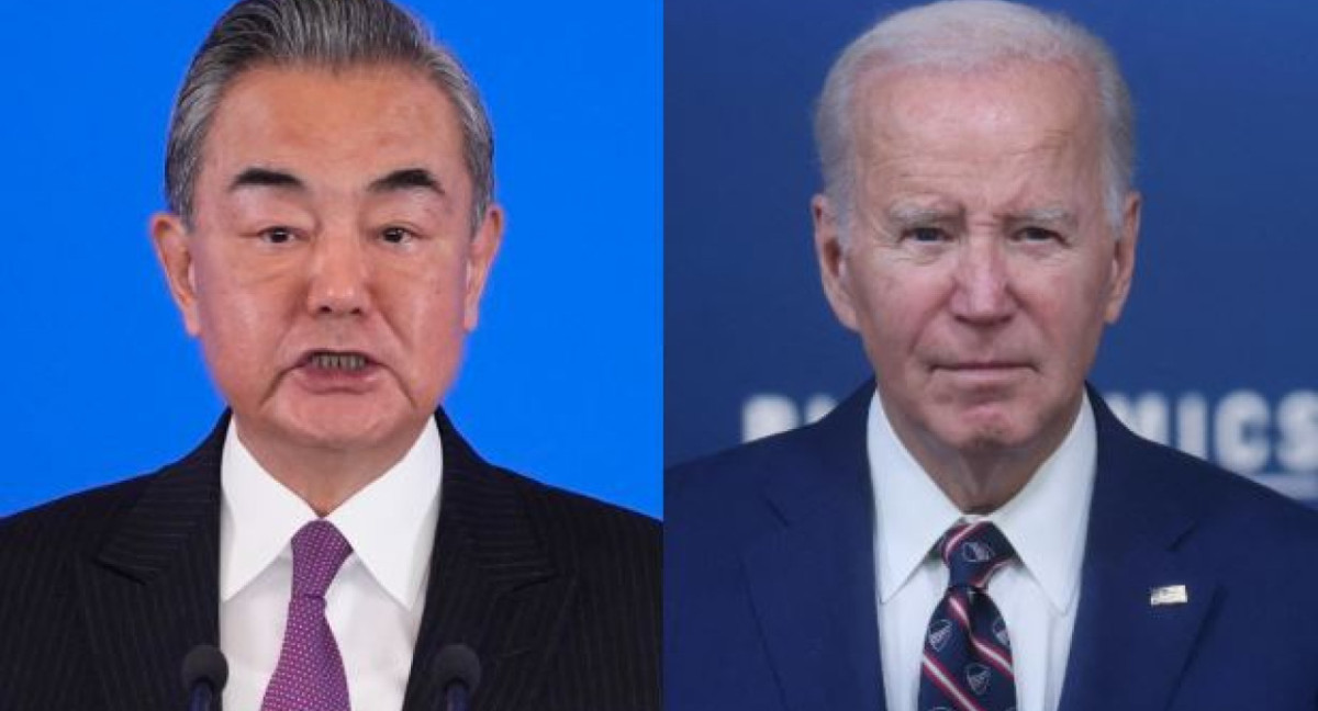El presidente de Estados Unidos, Joe Biden y el ministro de Relaciones Exteriores de China, Wang Yi.