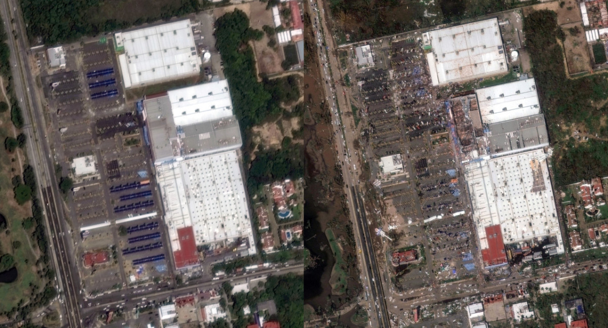 El antes y después de Acapulco tras el paso del huracán Otis en México. Foto: Reuters.