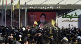 El líder del grupo libanés Hezbollah, Hasán Nasrala, durante su discurso. Foto: EFE.