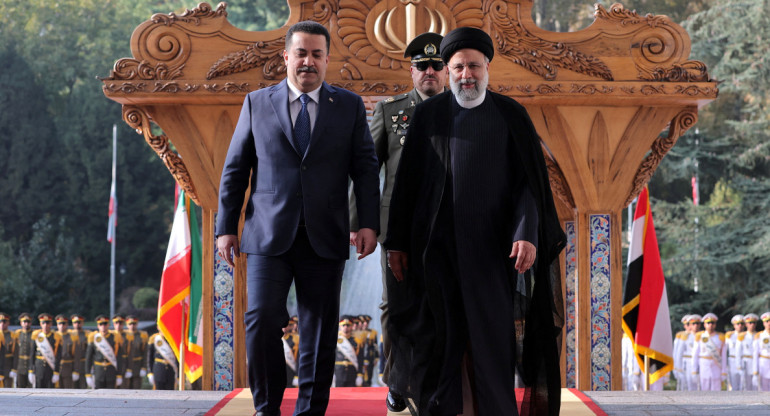 El presidente de Irán, Ebrahim Raisí, y el primer ministro iraquí, Mohamed Shia al Sudani. Foto: Reuters.