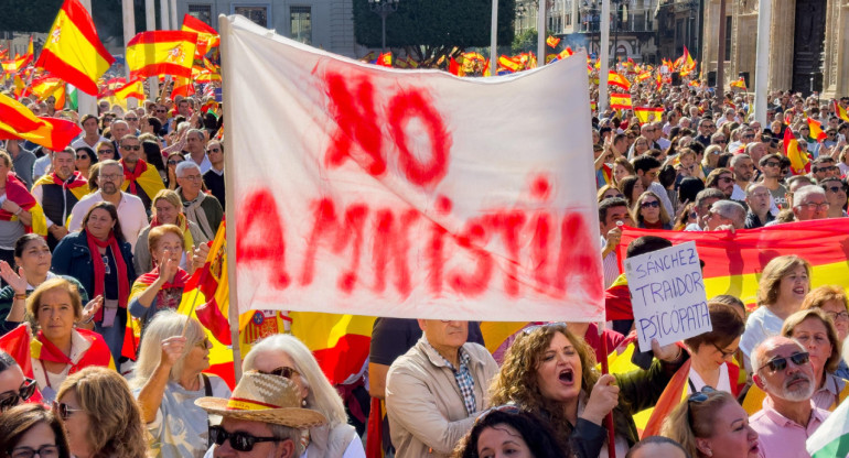 Movilizaciones en España contra Sánchez y la amnistía de independentistas catalanes. Foto: EFE