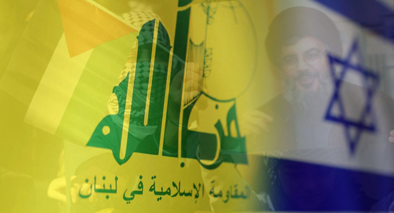 Hezbollah y la bandera de Israel. Reuters