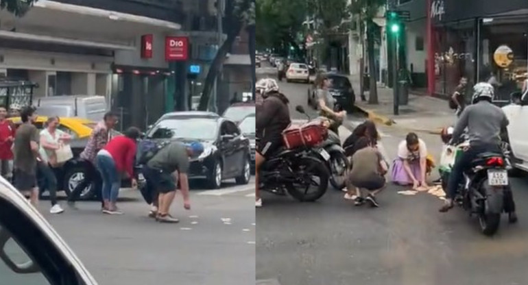 Un hombre en moto iba perdiendo miles pesos y recuperó todo gracias a la ayuda de los vecinos . Foto: X/@KerenLePic