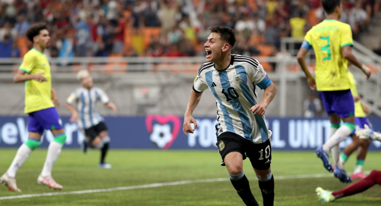 Mundial Sub 17 de Indonesia 2023, Argentina vs. Brasil. Foto: EFE.