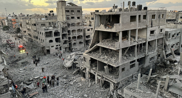 La Franja de Gaza tras los bombardeos israelíes. Foto: Reuters
