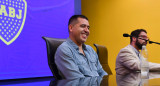 Juan Román Riquelme durante la conferencia de prensa. Foto: NA.