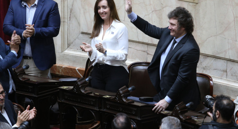 Javier Milei y Victoria Villarruel en la Asamblea Legislativa en el Congreso. Foto: NA.