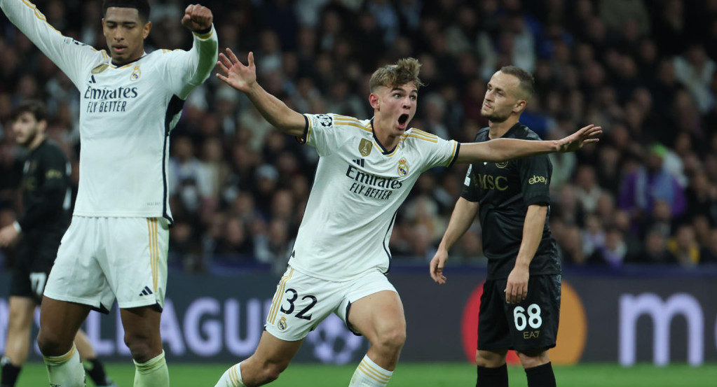 Nico Paz, Real Madrid vs Napoli, Champions League. Foto: EFE