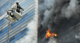 Incendio en un edificio lindero al Ministerio de Trabajo. Foto: NA.