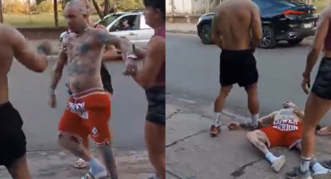 Emanuel Noir protagonizó una pelea callejera. Foto: captura video.