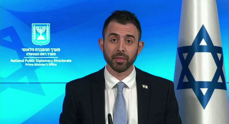 Eylon Levy, portavoz del Gobierno de Israel, sobre la situación en Gaza. Foto: Captura de video.